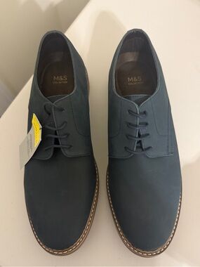 Marks and Spencer Men's Navy Derby Shoes 8.5 UK - Brand New